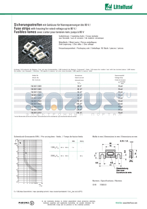 156.5611.5501 datasheet - Fuse Strips with housing for rated voltage up to 80V