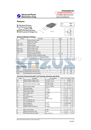 AP50G60SW-HF datasheet - High Speed Switching