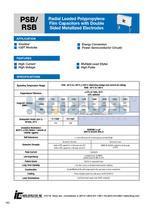 223PSB152K2G datasheet - Radial Leaded Polypropylene Film Capacitors with Double Sided Metallized Electrodes