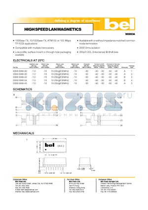 A558-5999-00 datasheet - HIGH SPEED LAN MAGNETICS