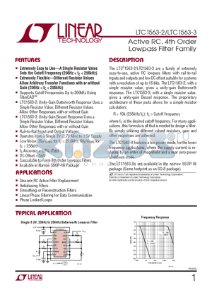15633 datasheet - Active RC, 4th Order Lowpass Filter Family