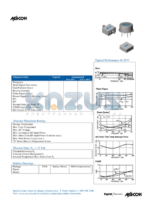 A57 datasheet - 10 TO 500 MHz CASCADABLE AMPLIFIER