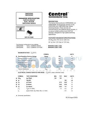 CMPD2836E datasheet - ENHANCED SPECIFICATION SURFACE MOUNT DUAL, SILICON SWITCHING DIODES