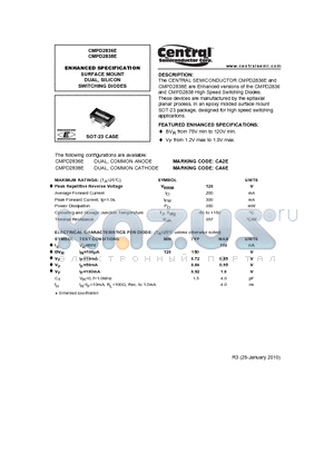 CMPD2838E datasheet - ENHANCED SPECIFICATION SURFACE MOUNT DUAL, SILICON SWITCHING DIODES