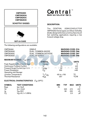 CMPD6263C datasheet - SCHOTTKY DIODES