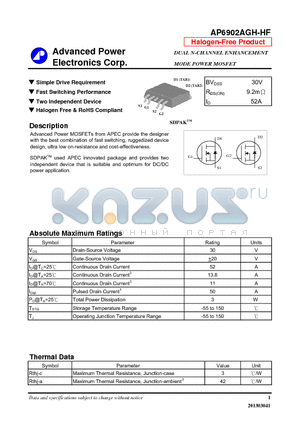 AP6902AGH-HF datasheet - Simple Drive Requirement