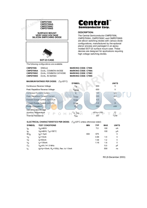 CMPD7006S datasheet - SURFACE MOUNT VERY HIGH VOLTAGE SILICO SWITCHING DIODE