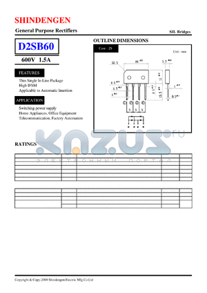 D2SB60 datasheet - General Purpose Rectifiers(600V 1.5A)