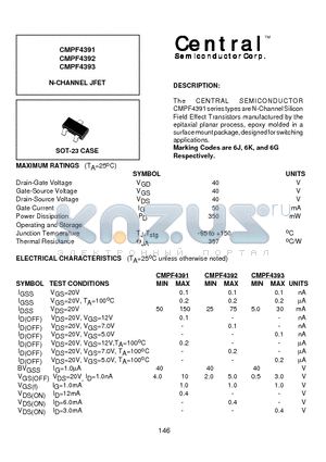 CMPF4391 datasheet - N-CHANNEL JFET