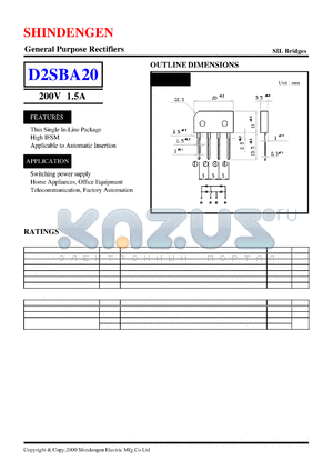 D2SBA20 datasheet - General Purpose Rectifiers(200V 1.5A)