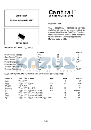 CMPF4416A datasheet - SILICON N-CHANNEL JFET