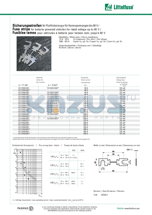 157.5700.6231 datasheet - Fuse strips for batterie-powered vehicles for rated voltage up to 80 V