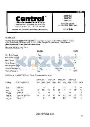 CMPFJ175 datasheet - SURFACE MOUNT SILICON P-CHANNEL JFET