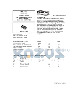 CMPLC1V5_10 datasheet - SURFACE MOUNT LOW CAPACITANCE SILICON ESD TRANSIENT DATA LINE PROTECTOR