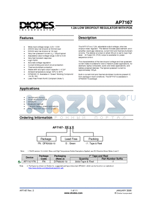 AP7167 datasheet - 1.2A LOW DROPOUT REGULATOR WITH POK