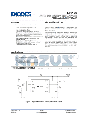 AP7173-SPG-13 datasheet - 1.5A LOW DROPOUT LINEAR REGULATOR WITH