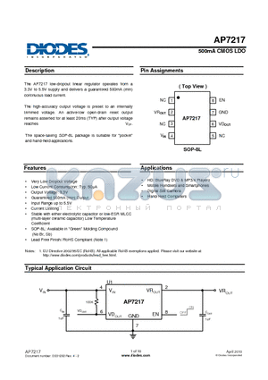 AP7217-33SG-13 datasheet - 500mA CMOS LDO