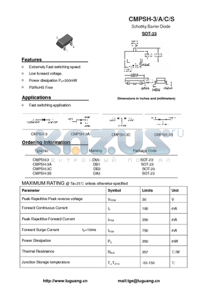 CMPSH-3C datasheet - Schottky Barrier Diode