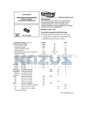 CMPT2907AE_10 datasheet - ENHANCED SPECIFICATION SURFACE MOUNT PNP SILICON TRANSISTOR