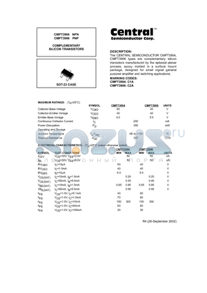 CMPT3904 datasheet - COMPLEMENTARY SILICON TRANSISTORS