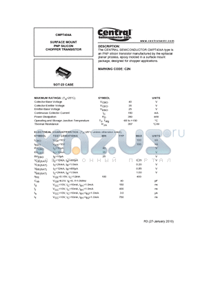 CMPT404A_10 datasheet - SURFACE MOUNT PNP SILICON CHOPPER TRANSISTOR