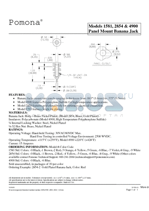 1581-3 datasheet - Panel Mount Banana Jack