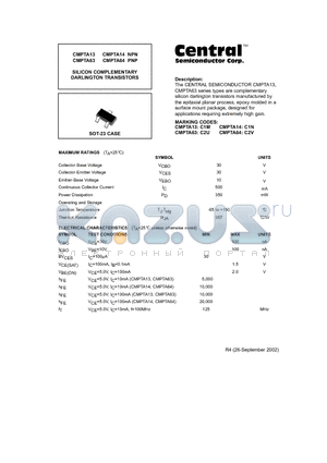 CMPTA14 datasheet - complementary silicon darlington transistors