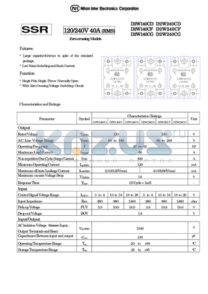 D2W140CG datasheet - SSR - 120/240V 40A (RMS)