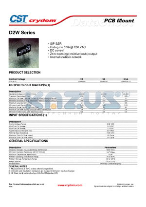 D2W202F datasheet - PCB Mount