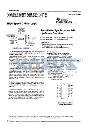 CD74HC190E datasheet - HIGH SPEED CMOS LOGIC