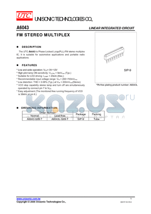 A6043-G09-T datasheet - FM STEREO MULTIPLEX