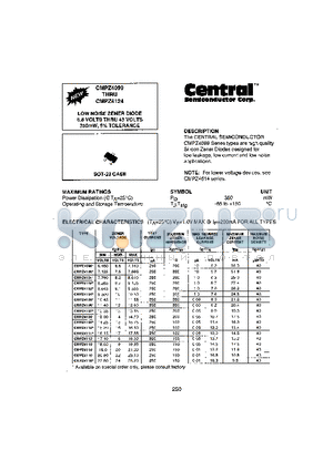 CMPZ4099 datasheet - LOW NOISE ZENER DIODE 6.8 VOLTS THRU 43 VOLTS 350mW,5% TOLERANCE