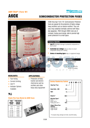 A60X125-4 datasheet - SEMICONDUCTOR PROTECTION FUSES