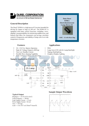 D306A datasheet - Electroluminescent Lamp Driver IC