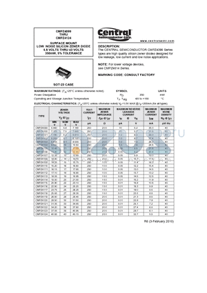 CMPZ4110 datasheet - SURFACE MOUNT LOW NOISE SILICON ZENER DIODE 6.8 VOLTS THRU 43 VOLTS 350mW