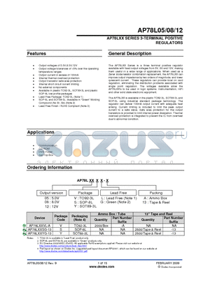 AP78L05_09 datasheet - AP78LXX SERIES 3-TERMINAL POSITIVE