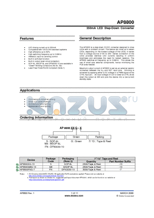 AP8800SG-13 datasheet - 350mA LED Step-Down Converter