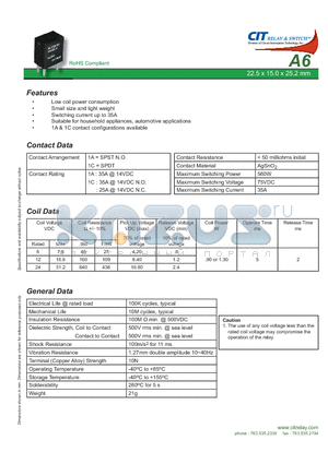 A61AC12VDC1.3D datasheet - CIT SWITCH