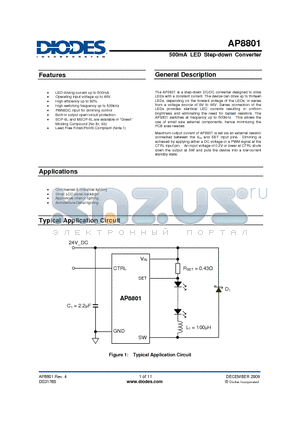 AP8801M8G-13 datasheet - 500mA LED Step-down Converter