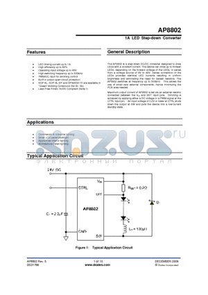 AP8802SG-13 datasheet - 1A LED Step-down Converter