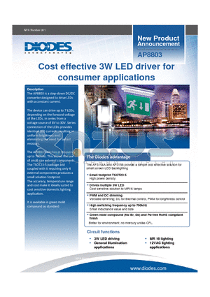 AP8803WTG-7 datasheet - Cost effective 3W LED driver for consumer applications