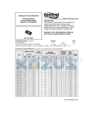 CMPZ5237B datasheet - SURFACE MOUNT SILICON ZENER DIODE 350mW, 5% TOLERANCE