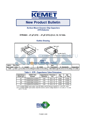 C0603C334M4RAC datasheet - Surface Mount Ceramic Chip Capacitors X7R Dielectric