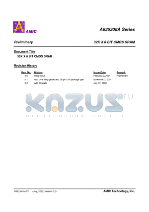 A625308A-70SI datasheet - 32K X 8 BIT CMOS SRAM