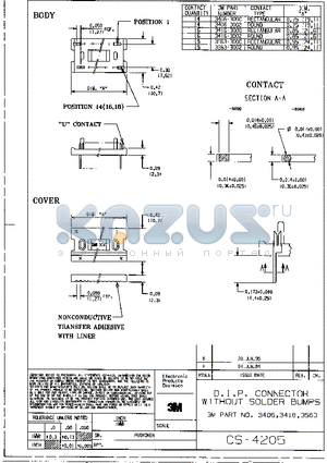 D3406-0100PR datasheet - designed for IDC (Insulation Displacement Connector) connection with 1.27mm pitch flat cable
