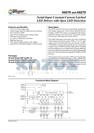 A6278ELWTR-T datasheet - Serial-Input Constant-Current Latched LED Drivers with Open LED Detection