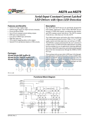 A6279 datasheet - Serial-Input Constant-Current Latched LED Drivers with Open LED Detection