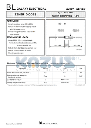 BZY97C100 datasheet - ZENER DIODES