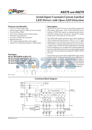 A6279ELP-T datasheet - Serial-Input Constant-Current Latched LED Drivers with Open LED Detection