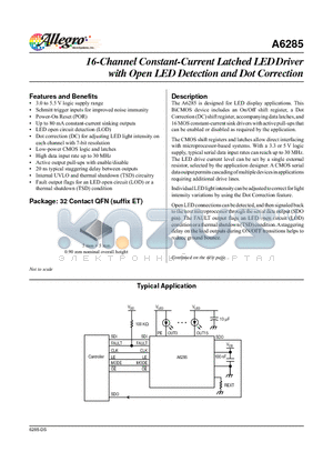 A6285EETTR-T datasheet - 16-Channel Constant-Current Latched LED Driver with Open LED Detection and Dot Correction